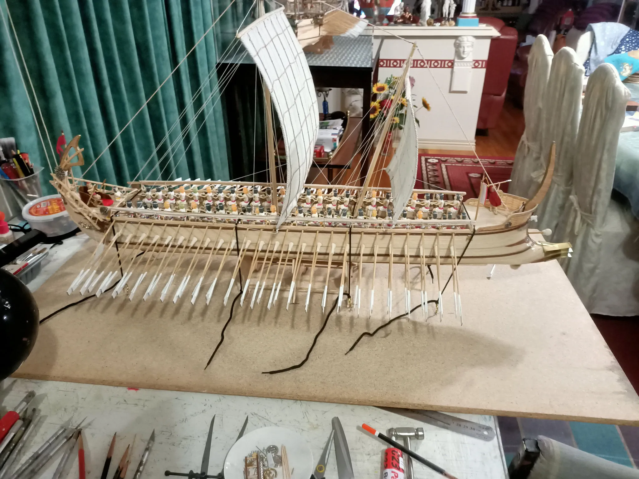 The Penteris (Work in Progress): Rigged with sails July 2021