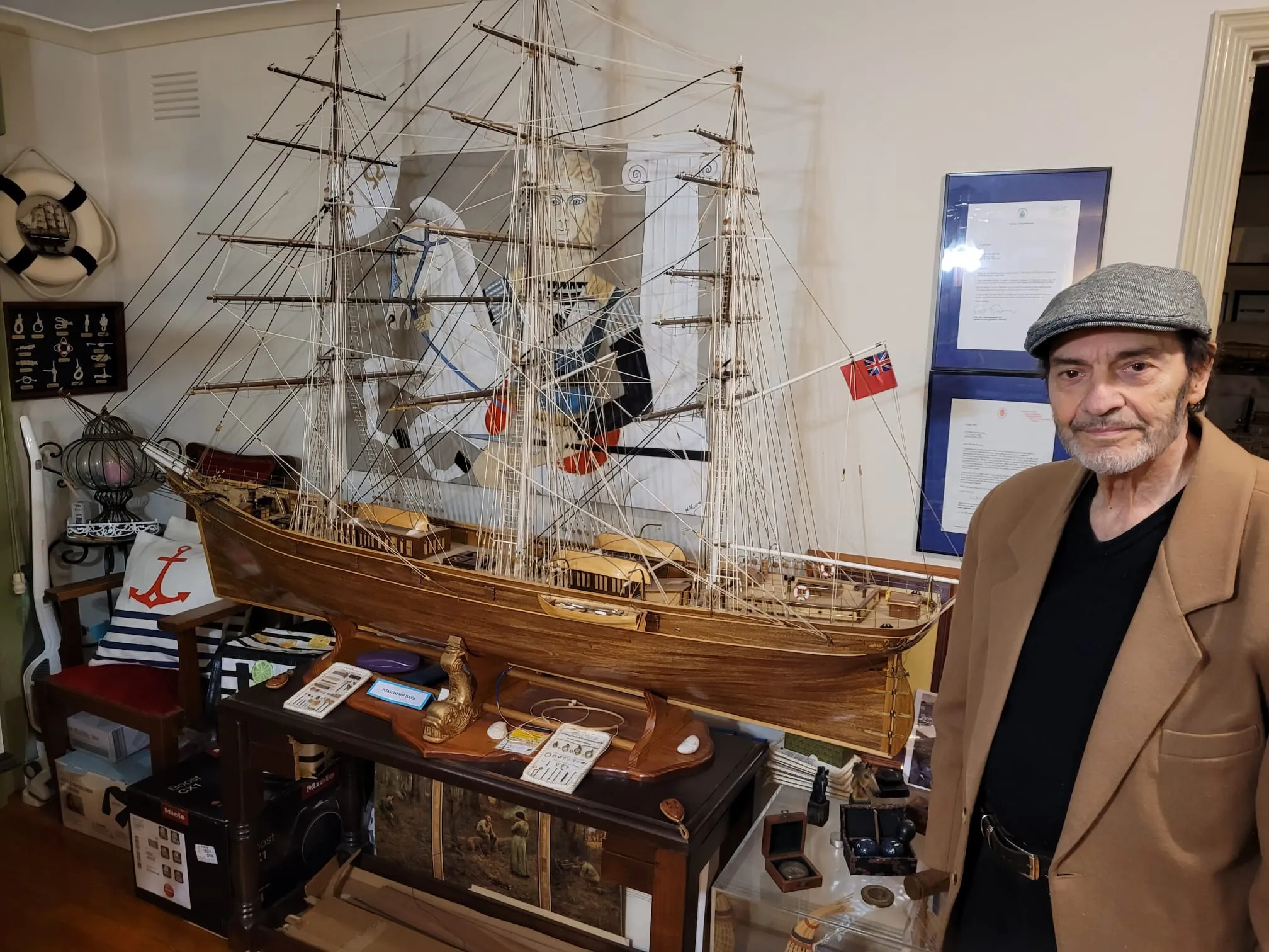 The Cutty Sark: Denis with the large model