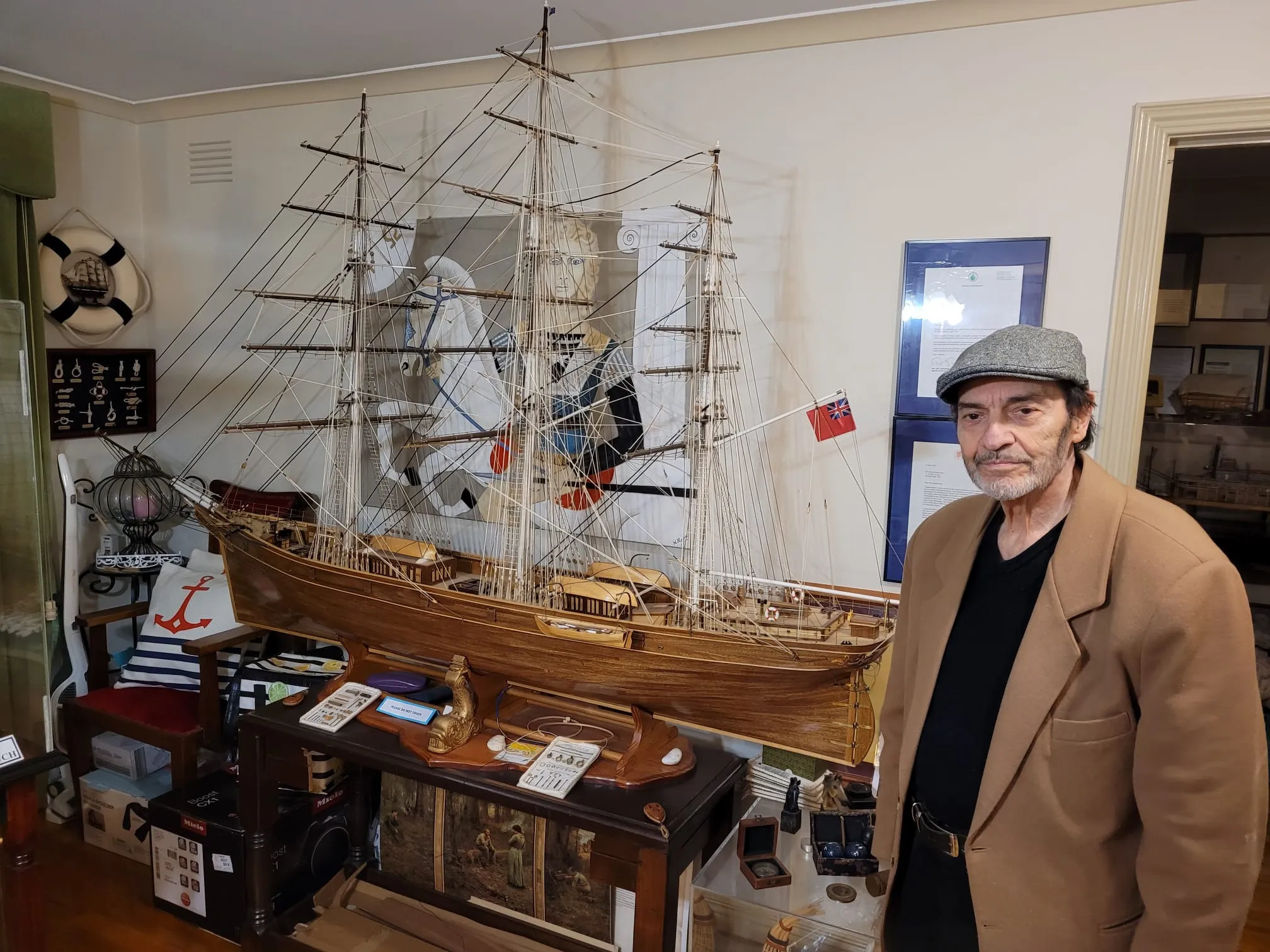 The Cutty Sark: Denis with the large model